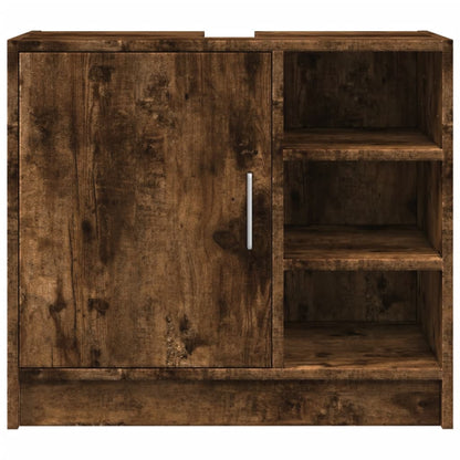 Wastafelkast 63x29x55 cm bewerkt hout gerookt eikenkleurig