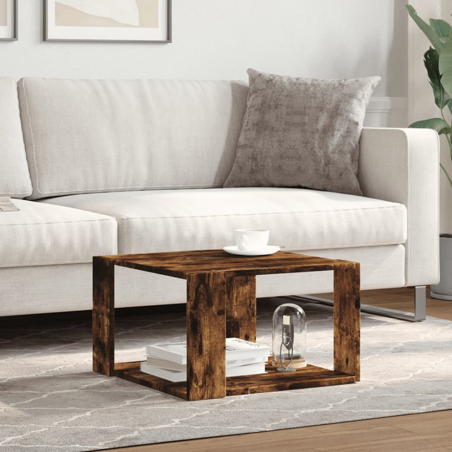 Salontafel 51,5x51,5x30 cm bewerkt hout gerookt eikenkleurig