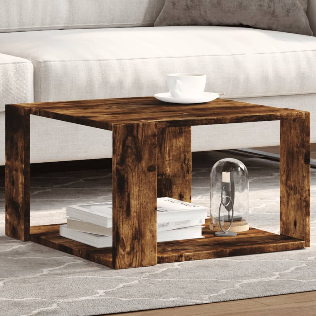 Salontafel 51,5x51,5x30 cm bewerkt hout gerookt eikenkleurig