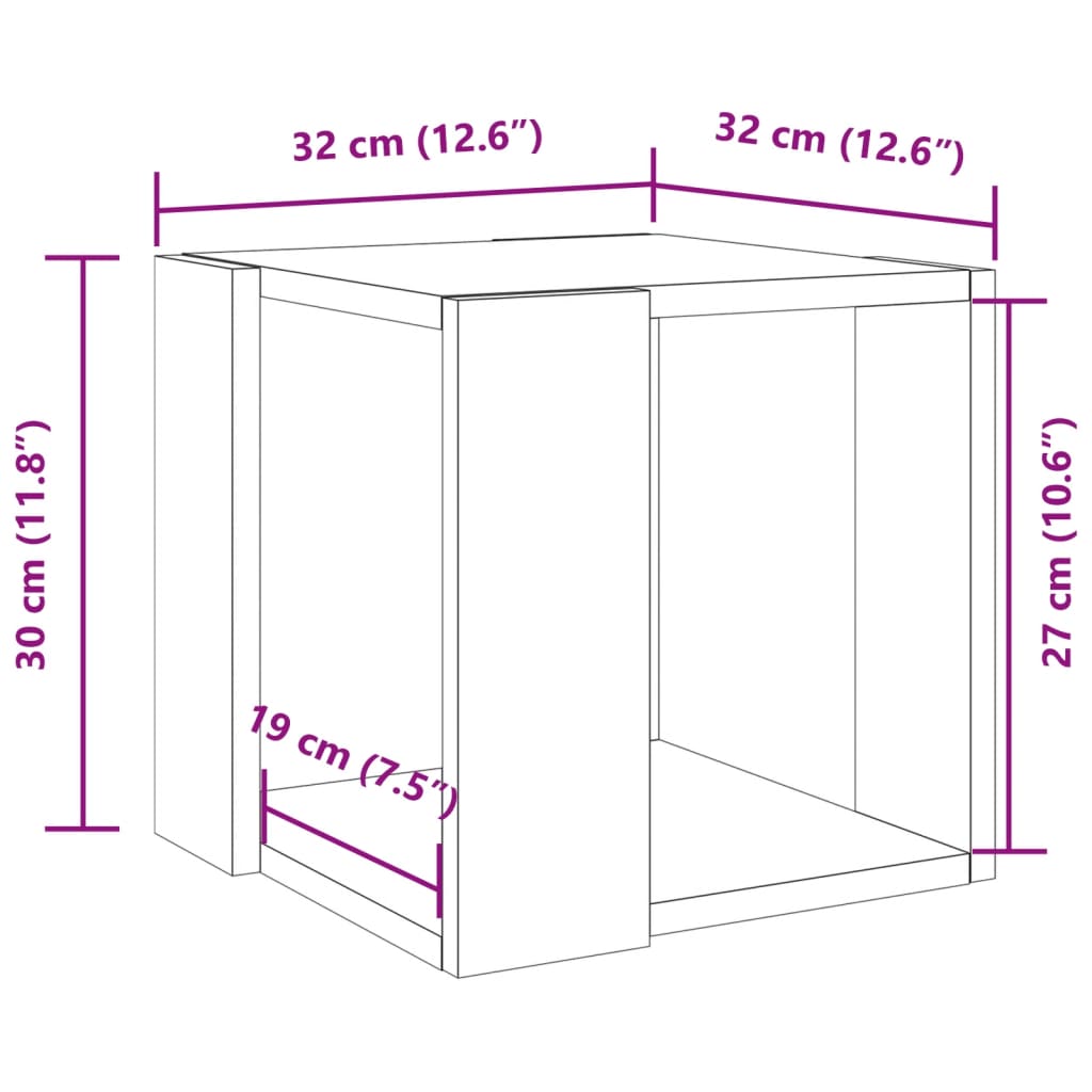 Salontafel 32x32x30 cm bewerkt hout sonoma eikenkleurig