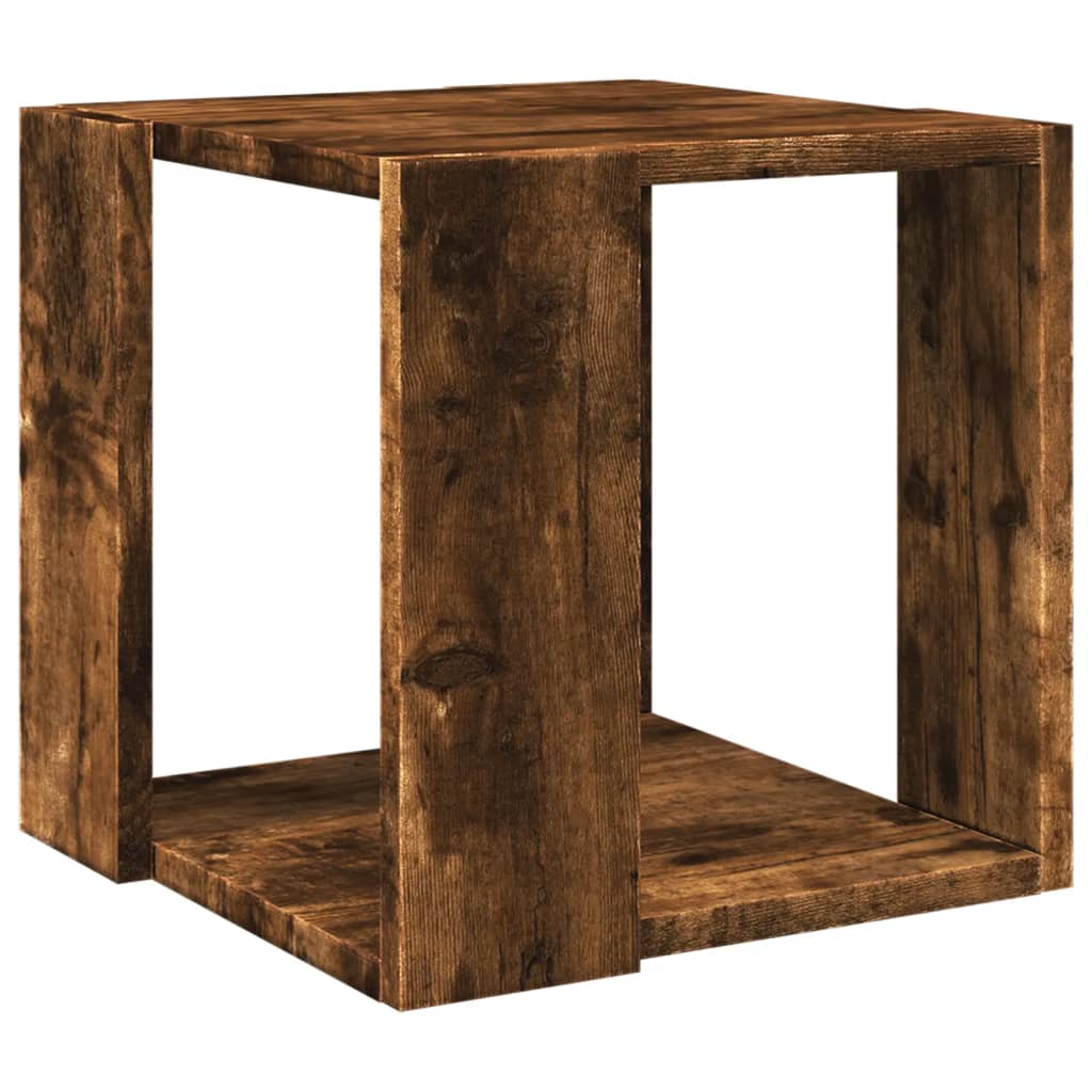 Salontafel Bewerkt Hout Kleurig 32 x 32 x 30 cm Gerookt eiken