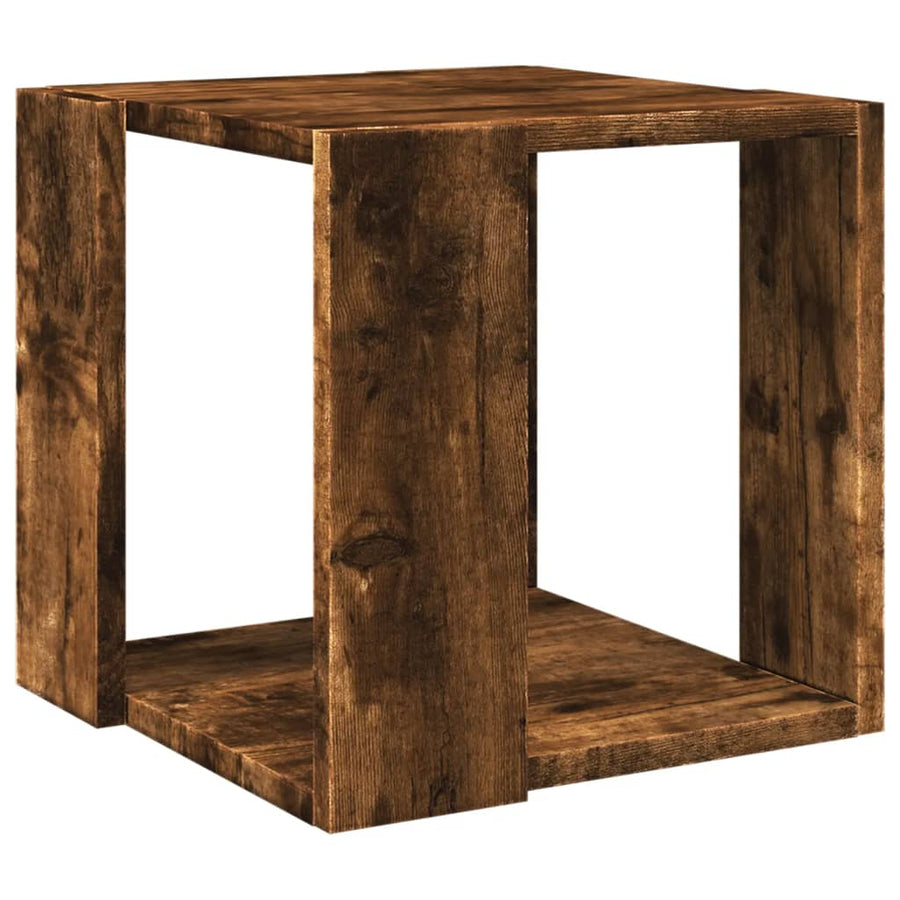 Salontafel Bewerkt Hout Kleurig 32 x 32 x 30 cm Gerookt eiken