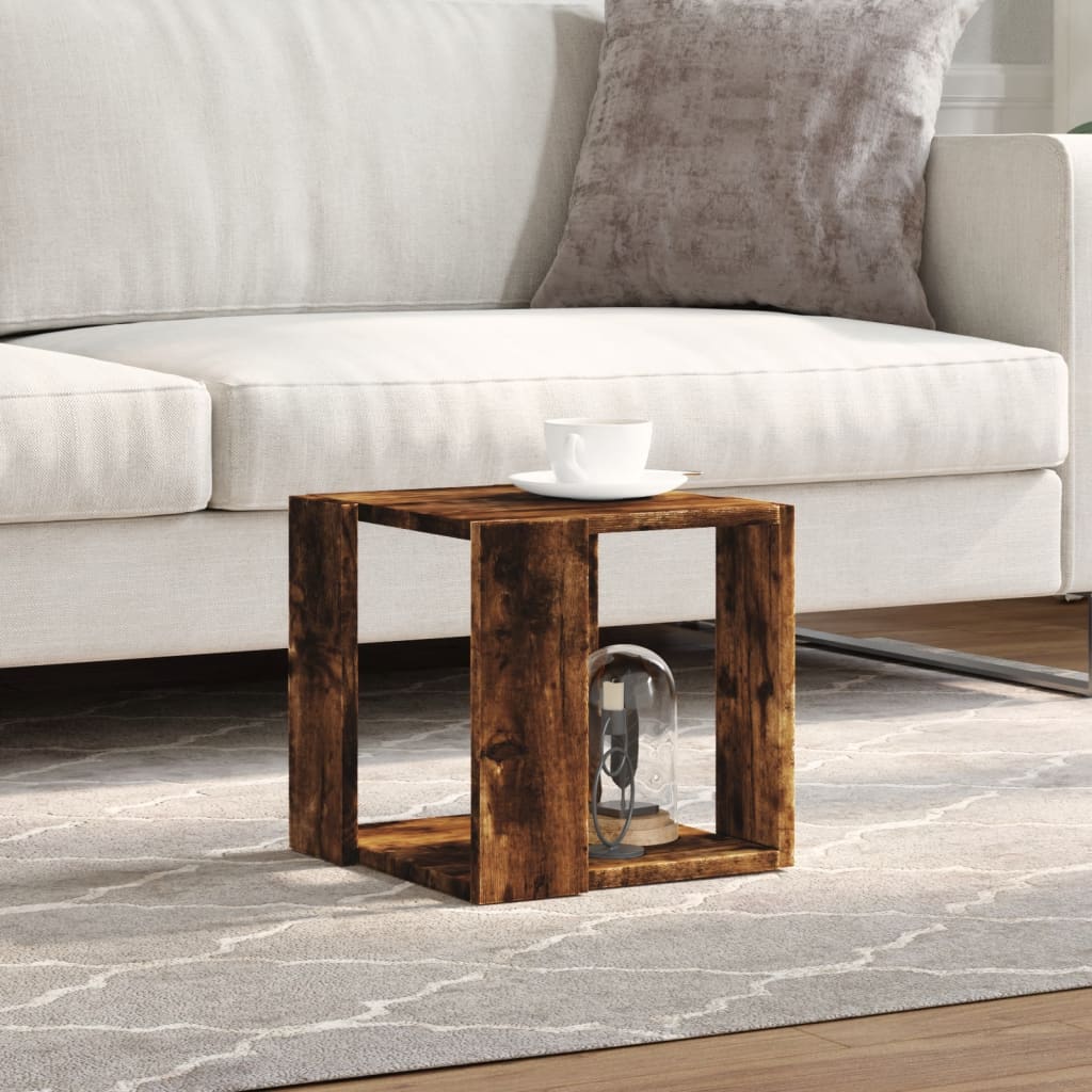 Salontafel Bewerkt Hout Kleurig 32 x 32 x 30 cm Gerookt eiken