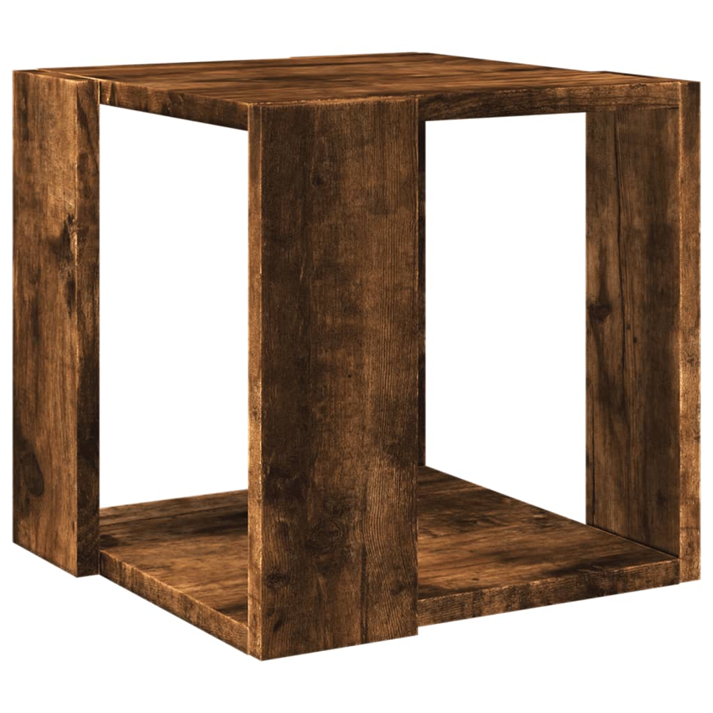 Salontafel Bewerkt Hout Kleurig 32 x 32 x 30 cm Gerookt eiken