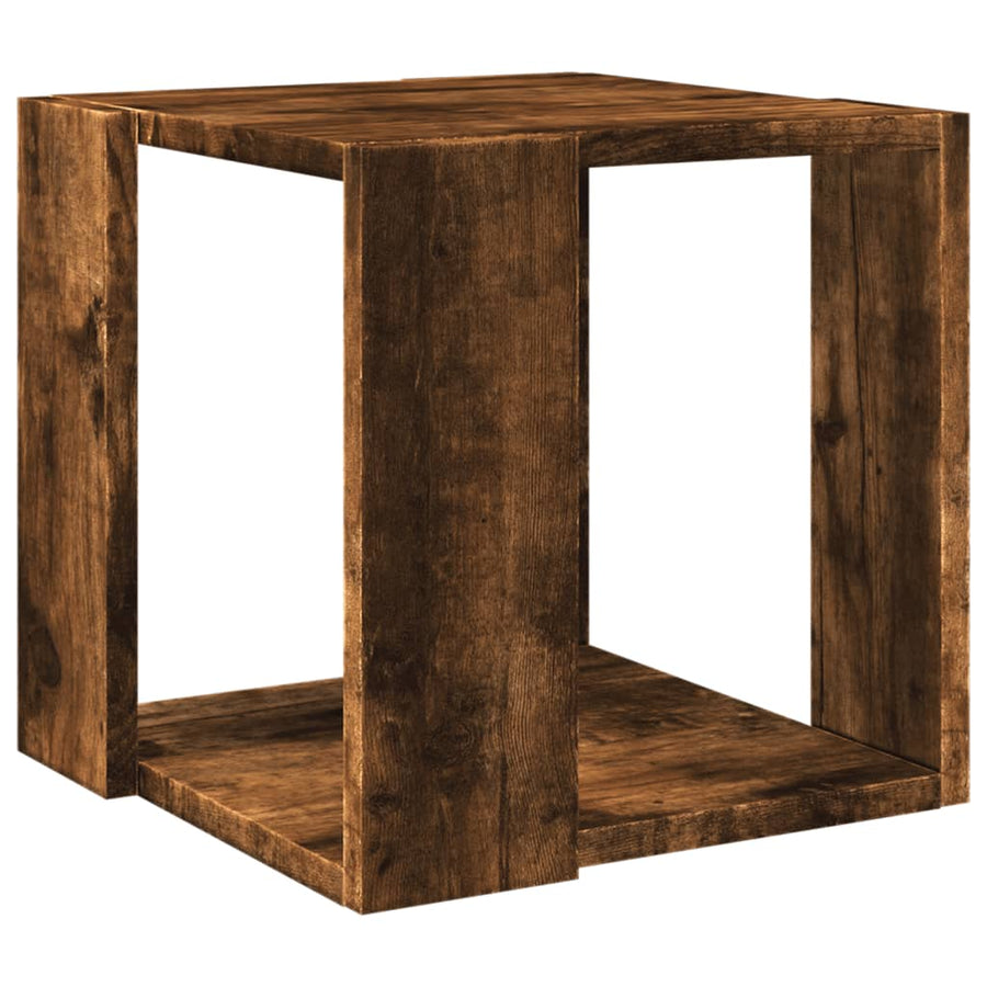 Salontafel Bewerkt Hout Kleurig 32 x 32 x 30 cm Gerookt eiken