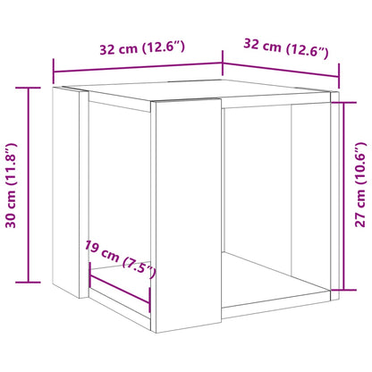 Salontafel Bewerkt Hout Kleurig 32 x 32 x 30 cm Gerookt eiken