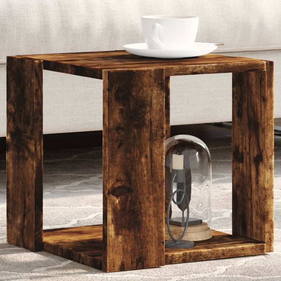Salontafel Bewerkt Hout Kleurig 32 x 32 x 30 cm Gerookt eiken