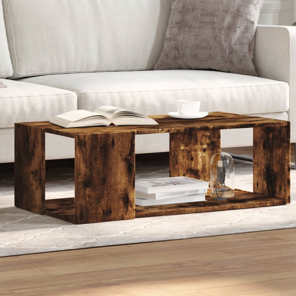 Salontafel 89,5x48x30 cm bewerkt hout gerookt eikenkleurig