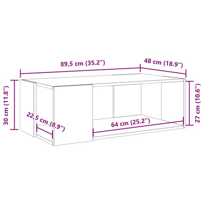 Salontafel 89,5x48x30 cm bewerkt hout grijs sonoma eikenkleurig