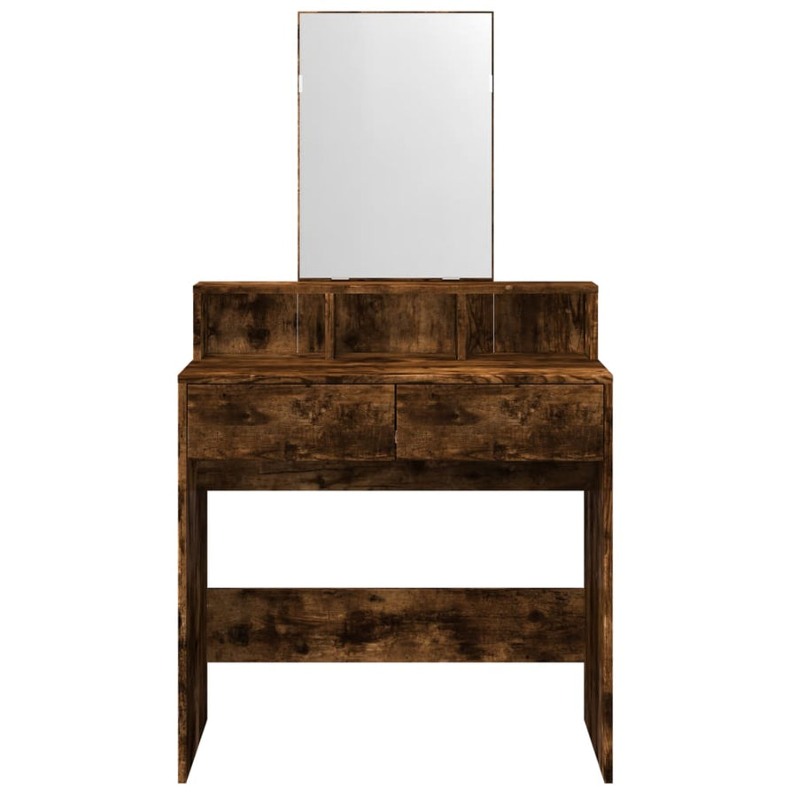 Kaptafel met spiegel 80x41x144,5 cm gerookt eikenkleurig