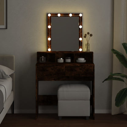 Kaptafel met LED 80x41x144,5 cm gerookt eikenkleurig