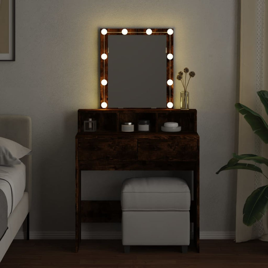 Kaptafel met LED 80x41x144,5 cm gerookt eikenkleurig