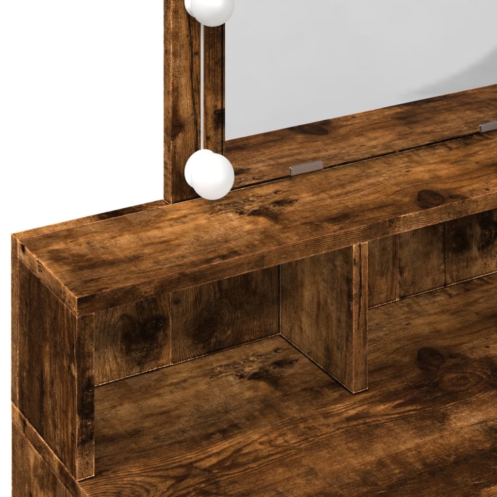 Kaptafel met LED 80x41x144,5 cm gerookt eikenkleurig