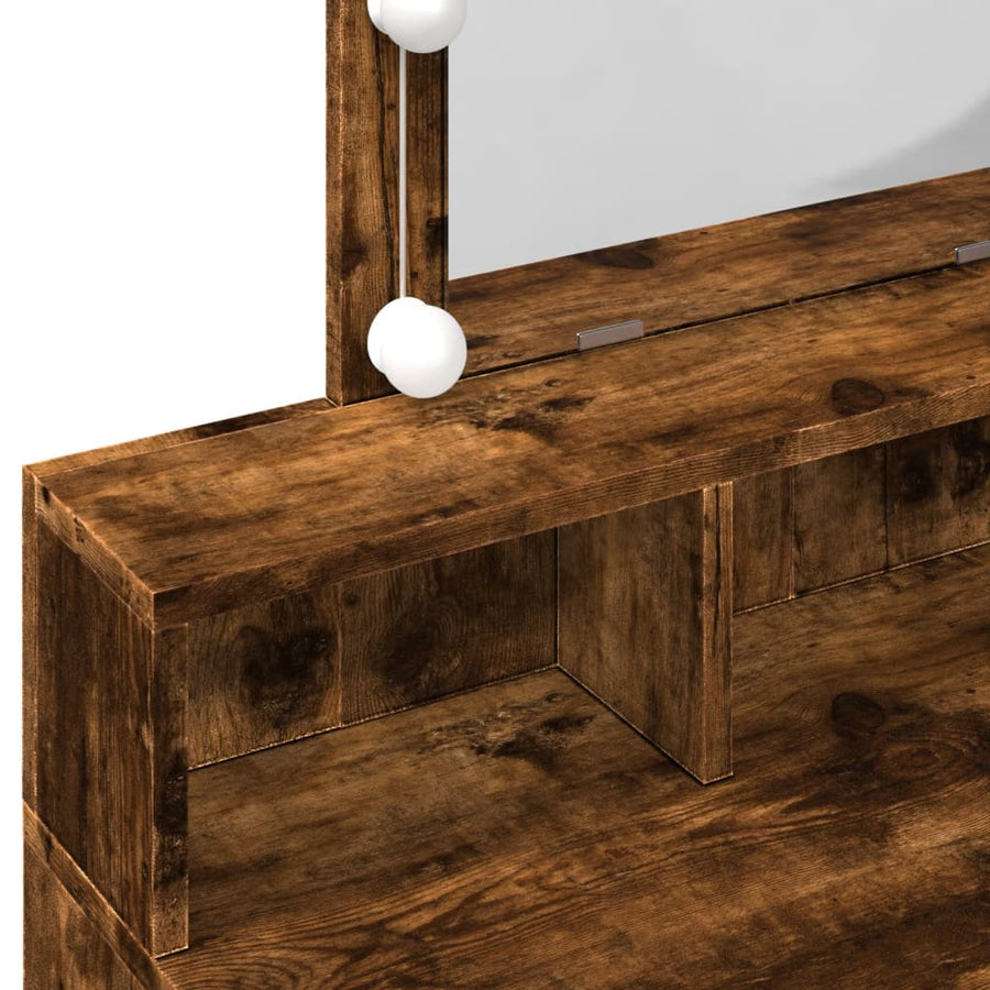 Kaptafel met LED 80x41x144,5 cm gerookt eikenkleurig