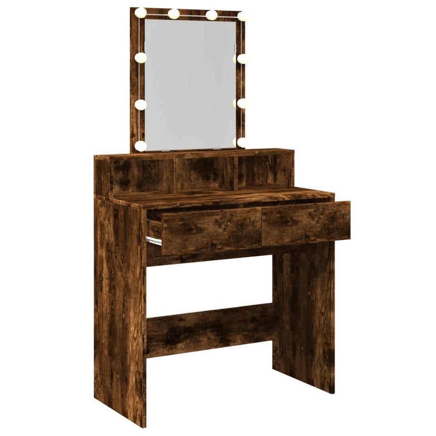 Kaptafel met LED 80x41x144,5 cm gerookt eikenkleurig