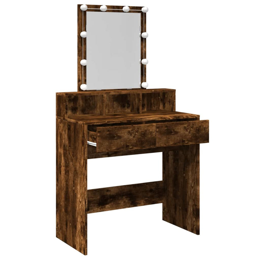 Kaptafel met LED 80x41x144,5 cm gerookt eikenkleurig