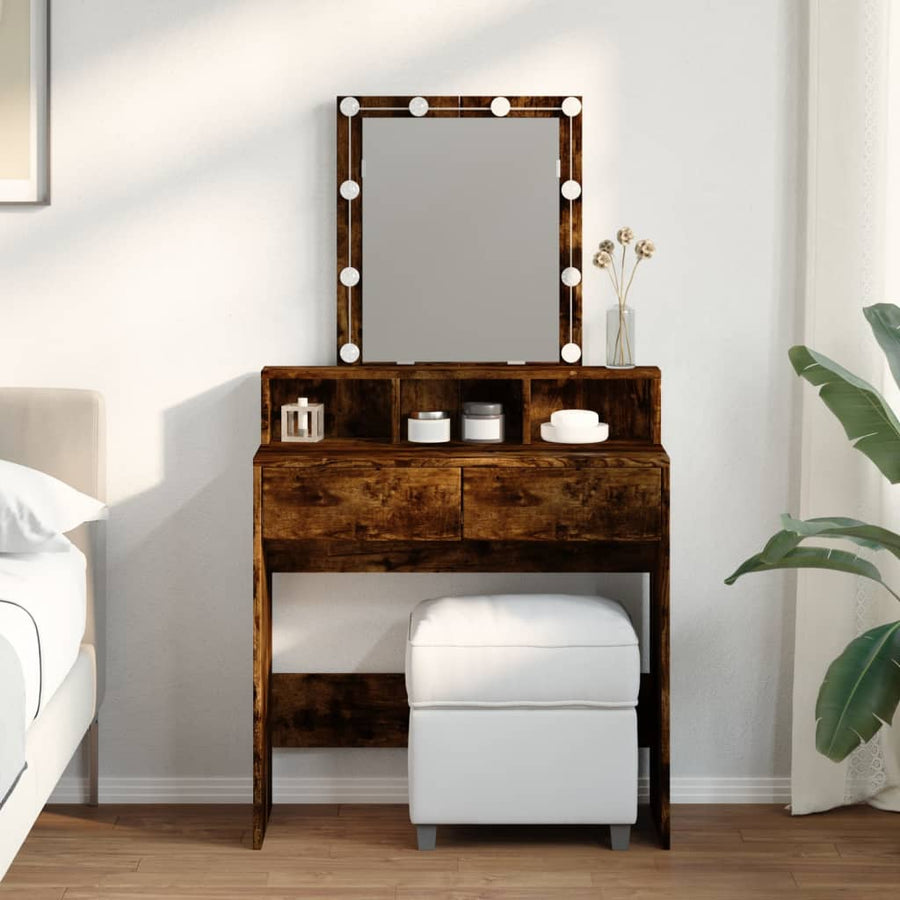 Kaptafel met LED 80x41x144,5 cm gerookt eikenkleurig