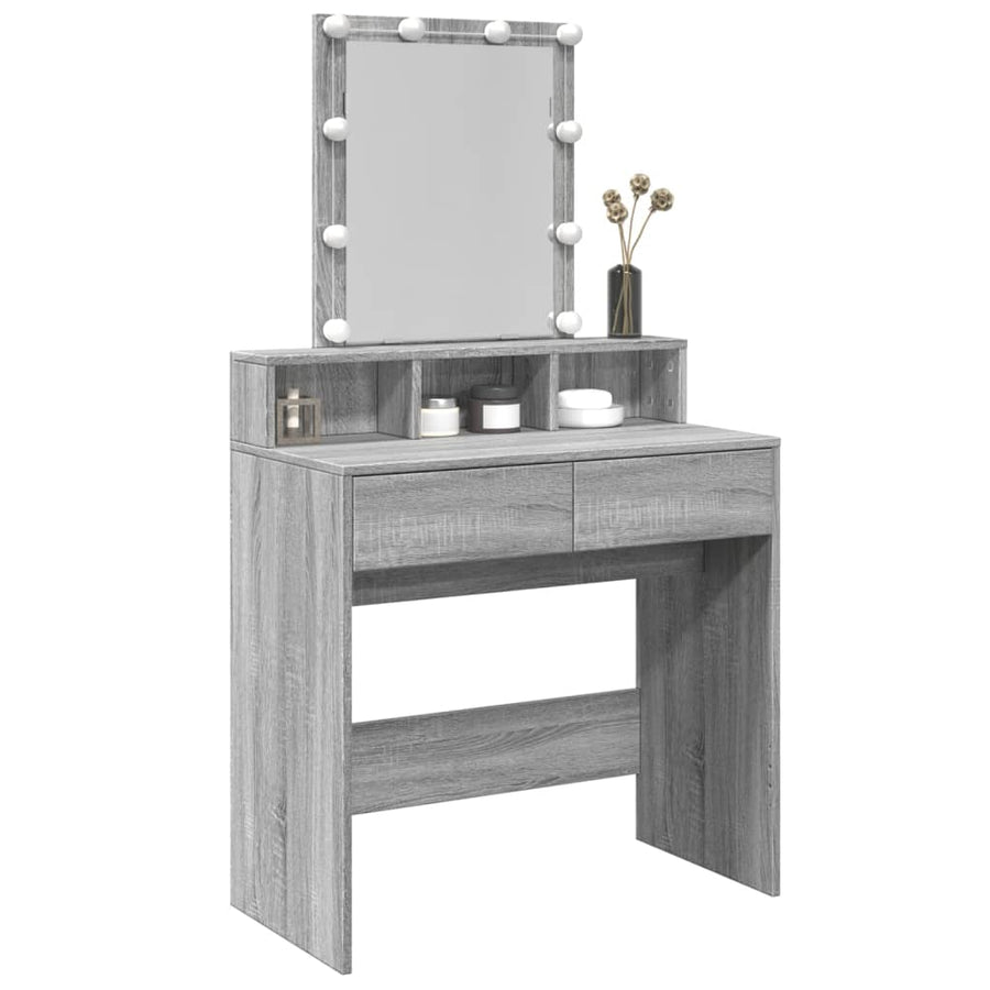 Kaptafel met LED 80x41x144,5 cm grijs sonoma eikenkleurig