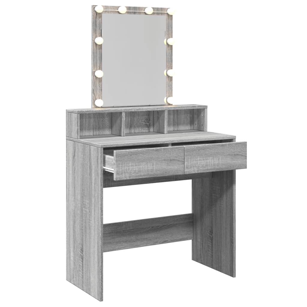Kaptafel met LED 80x41x144,5 cm grijs sonoma eikenkleurig