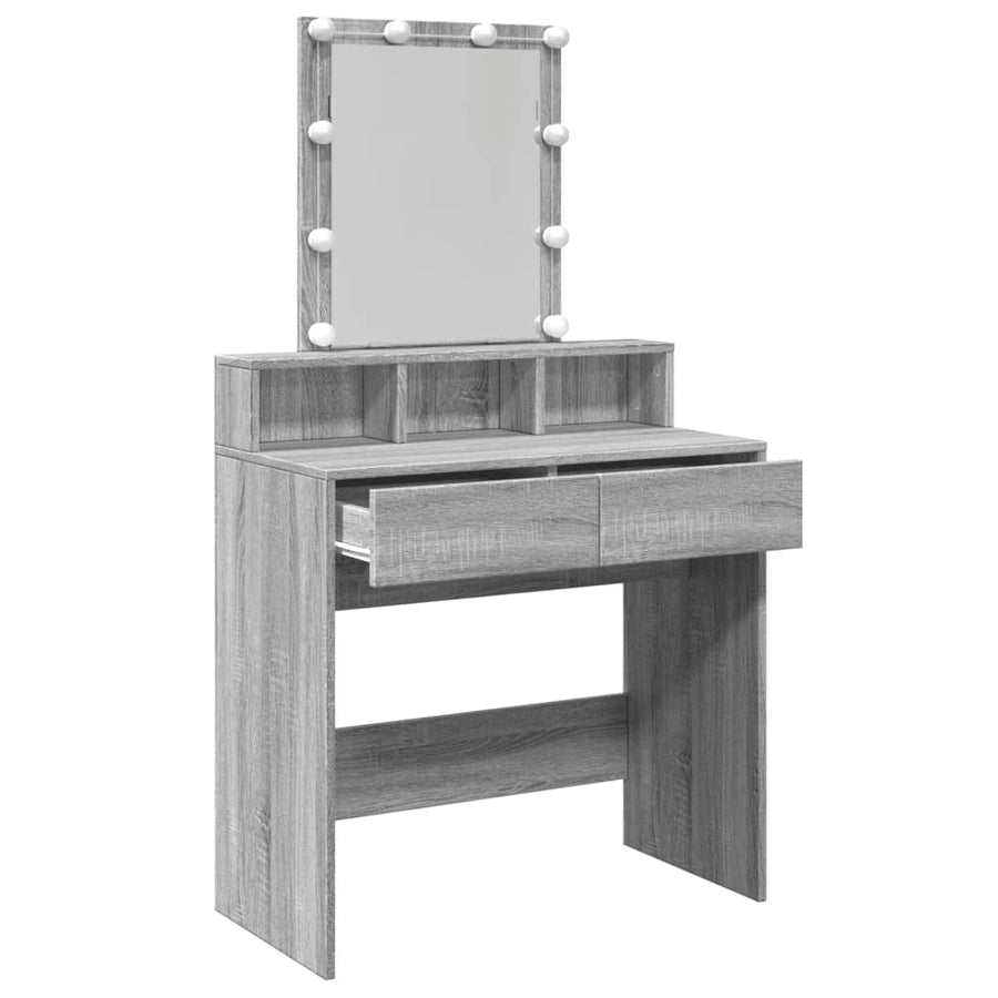 Kaptafel met LED 80x41x144,5 cm grijs sonoma eikenkleurig