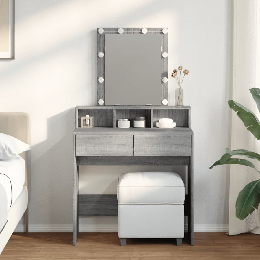 Kaptafel met LED 80x41x144,5 cm grijs sonoma eikenkleurig