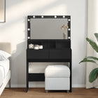 Dressing Table with LED 80x41x134.5 cm Black