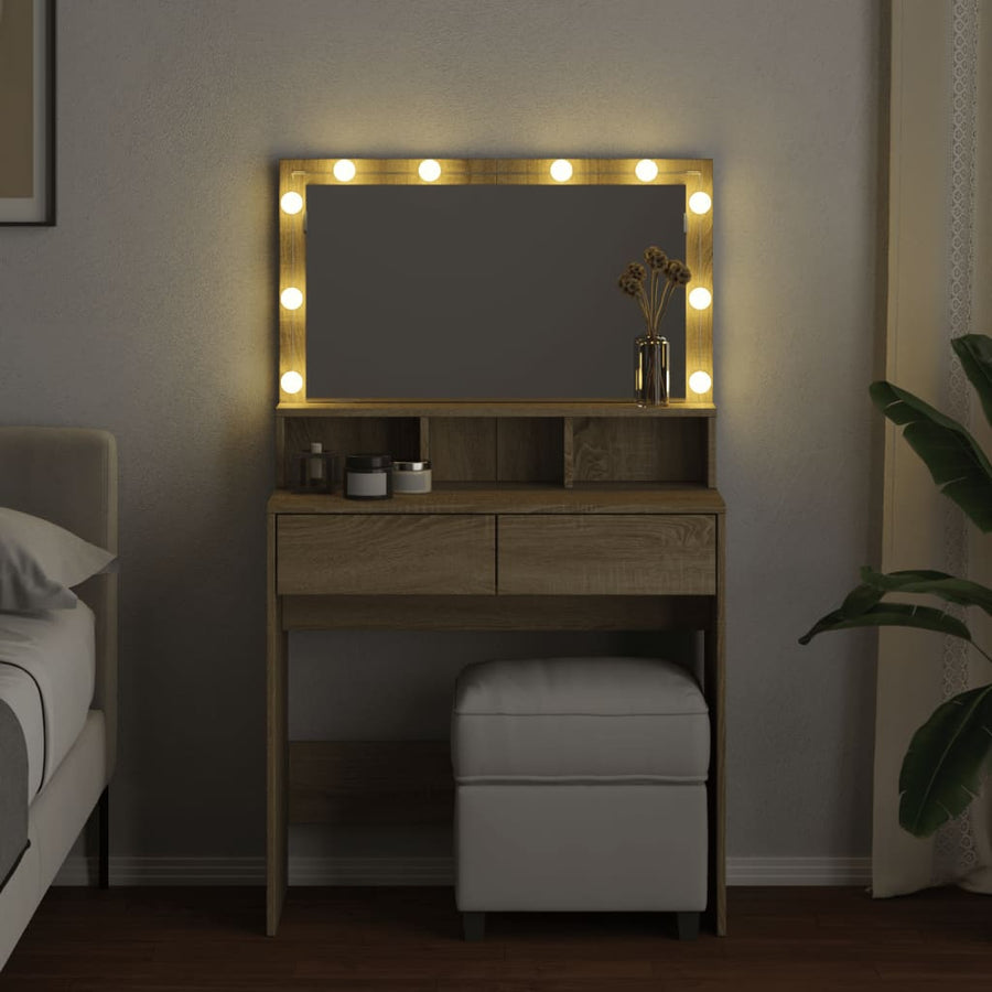 Kaptafel met LED 80x41x134,5 cm sonoma eikenkleurig