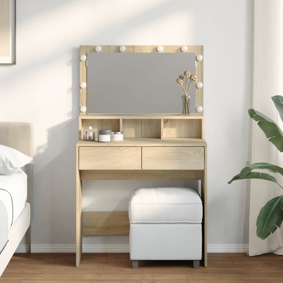 Kaptafel met LED 80x41x134,5 cm sonoma eikenkleurig
