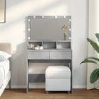 Dressing table with LED 80x41x134.5 cm concrete grey