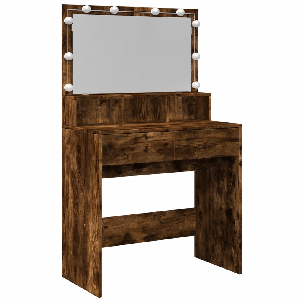 Kaptafel met LED 80x41x134,5 cm gerookt eikenkleurig