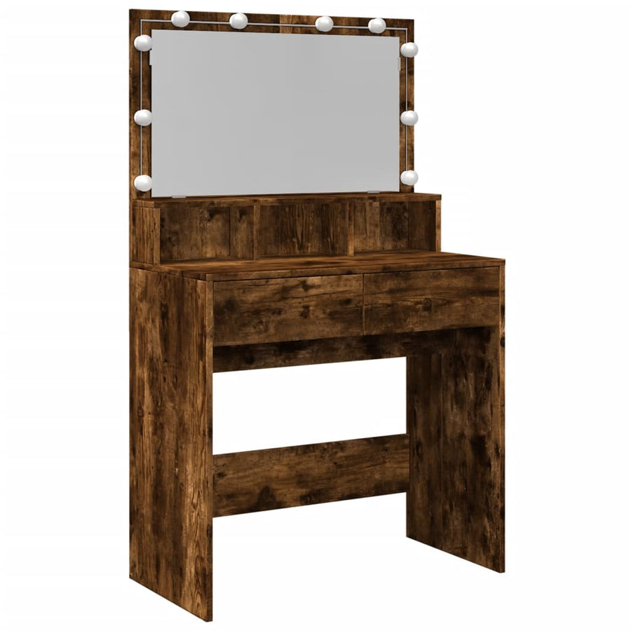 Kaptafel met LED 80x41x134,5 cm gerookt eikenkleurig