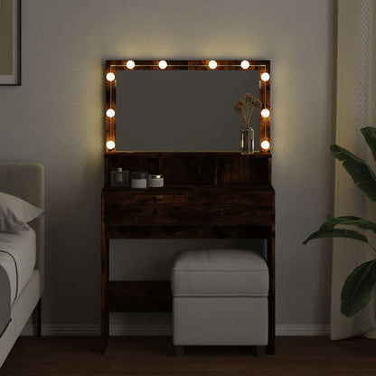 Kaptafel met LED 80x41x134,5 cm gerookt eikenkleurig