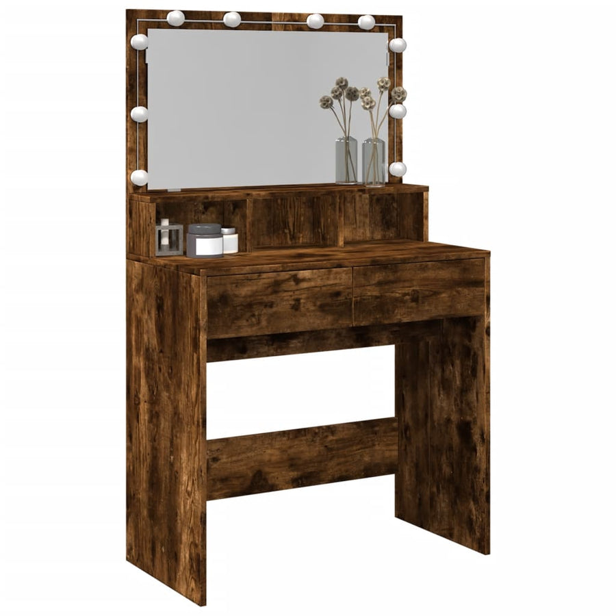 Kaptafel met LED 80x41x134,5 cm gerookt eikenkleurig