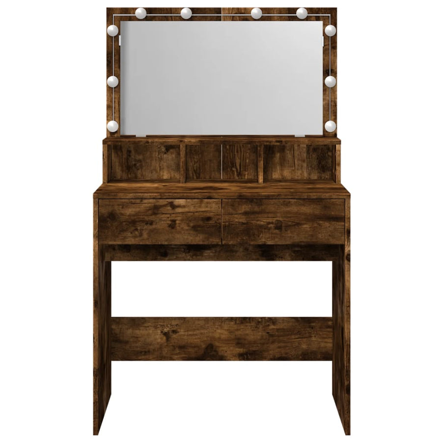 Kaptafel met LED 80x41x134,5 cm gerookt eikenkleurig