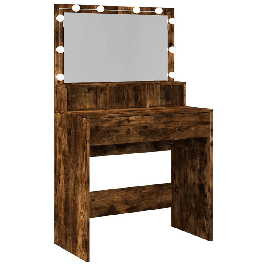 Kaptafel met LED 80x41x134,5 cm gerookt eikenkleurig