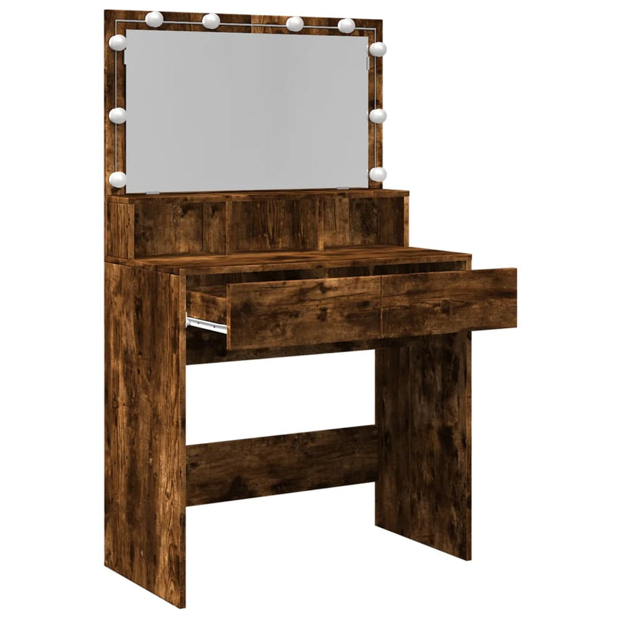 Kaptafel met LED 80x41x134,5 cm gerookt eikenkleurig