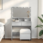 Dressing Table with LED 80x41x134.5 cm Grey Sonoma Oak-effect