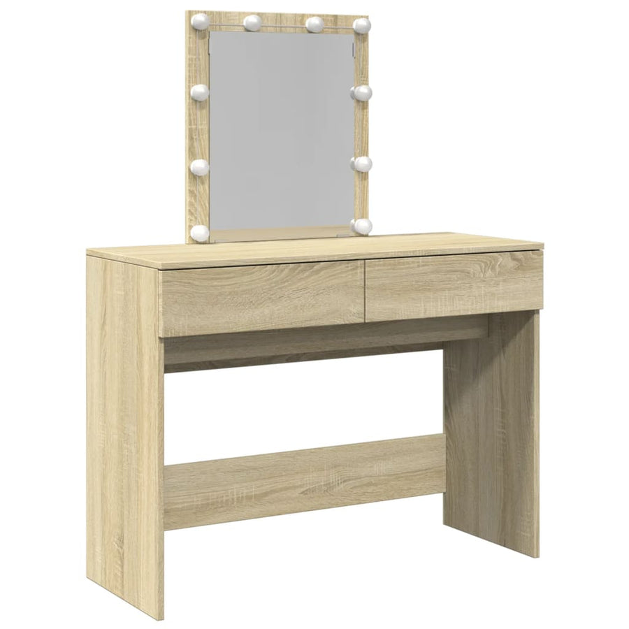 Kaptafel met LED-verlichting 100x40x130 cm sonoma eikenkleurig