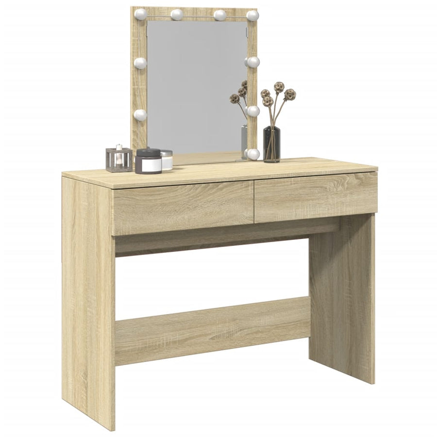 Kaptafel met LED-verlichting 100x40x130 cm sonoma eikenkleurig