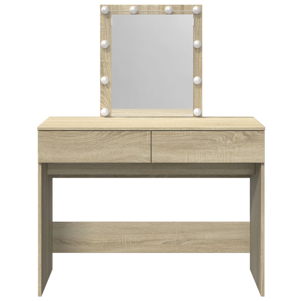 Kaptafel met LED-verlichting 100x40x130 cm sonoma eikenkleurig