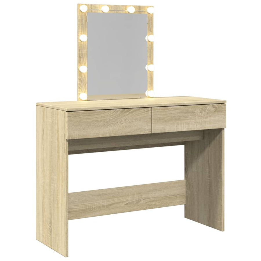Kaptafel met LED-verlichting 100x40x130 cm sonoma eikenkleurig