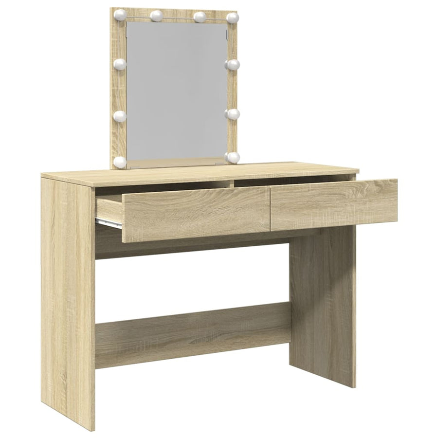 Kaptafel met LED-verlichting 100x40x130 cm sonoma eikenkleurig
