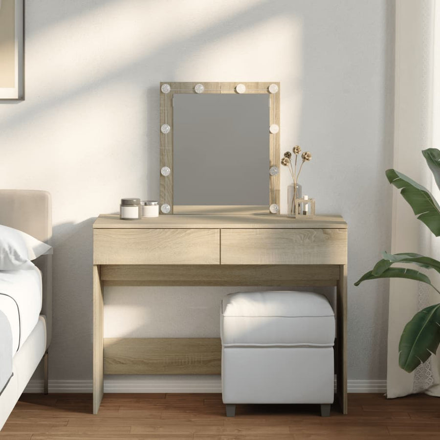 Kaptafel met LED-verlichting 100x40x130 cm sonoma eikenkleurig