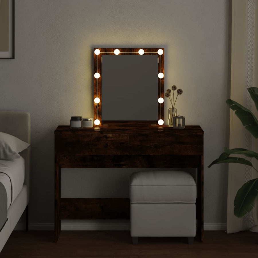 Kaptafel met LED 100x40x130 cm gerookt eikenkleurig