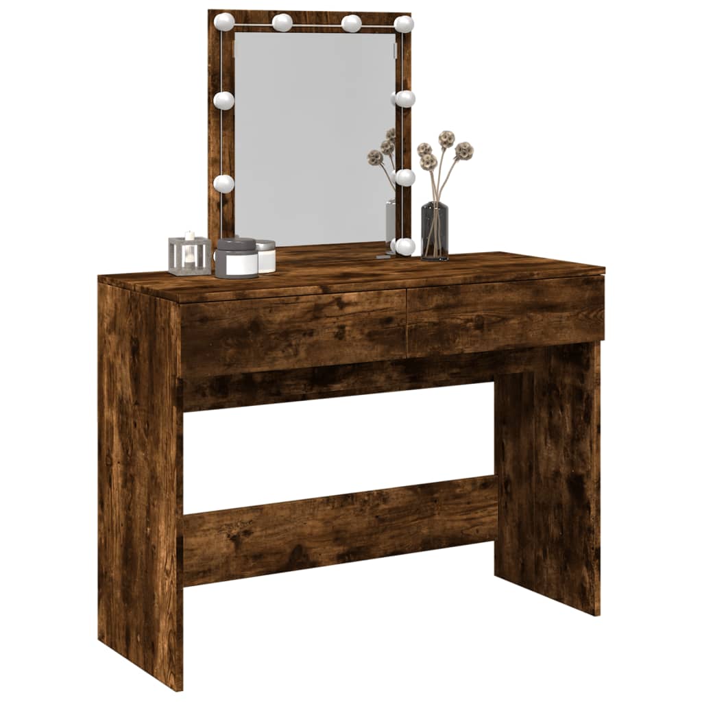 Kaptafel met LED 100x40x130 cm gerookt eikenkleurig