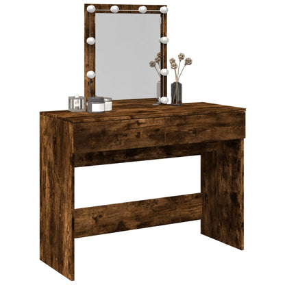 Kaptafel met LED 100x40x130 cm gerookt eikenkleurig