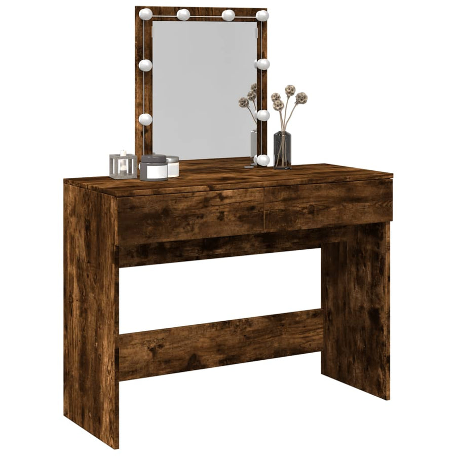 Kaptafel met LED 100x40x130 cm gerookt eikenkleurig