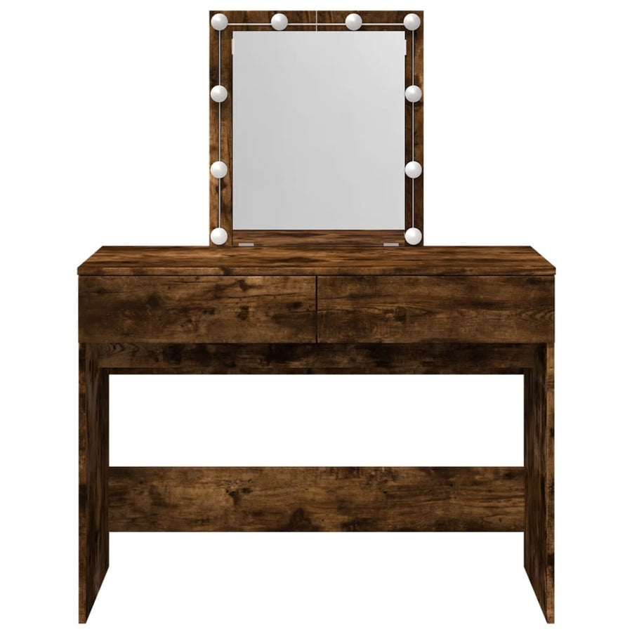 Kaptafel met LED 100x40x130 cm gerookt eikenkleurig