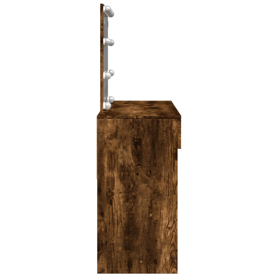 Kaptafel met LED 100x40x130 cm gerookt eikenkleurig