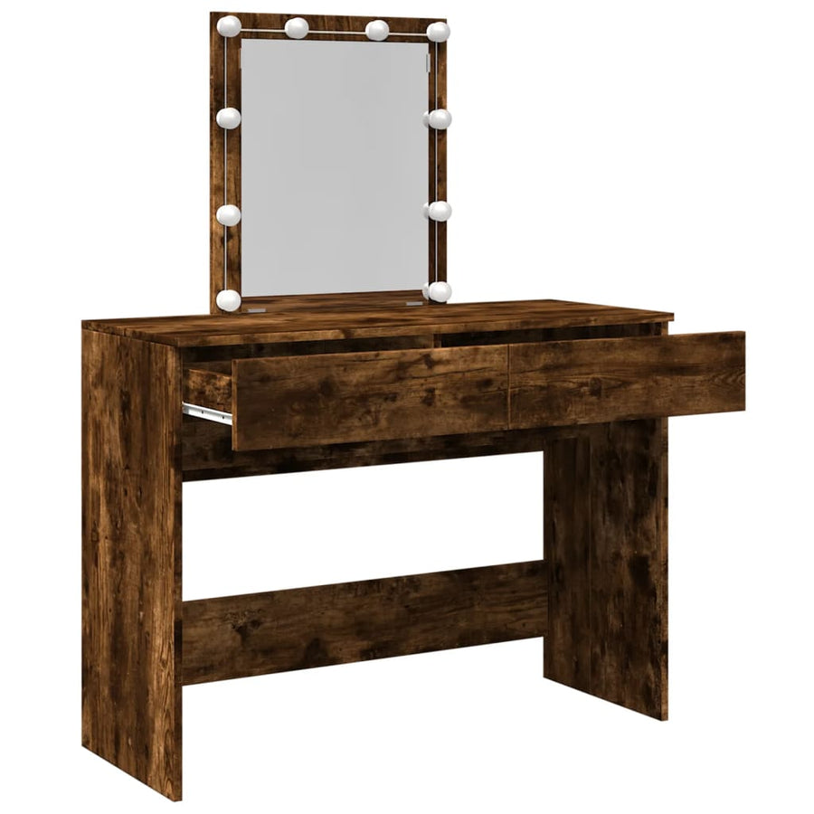 Kaptafel met LED 100x40x130 cm gerookt eikenkleurig